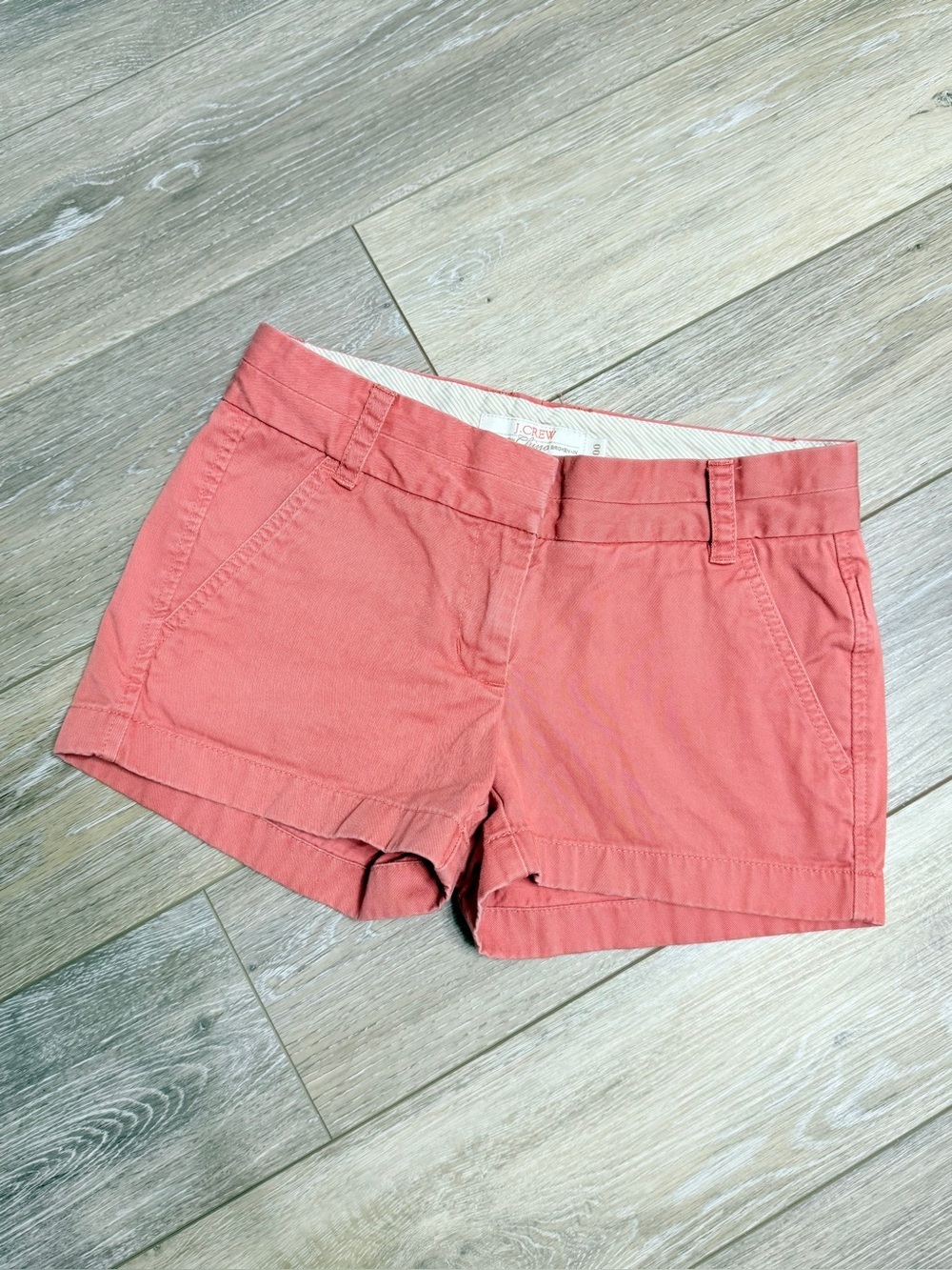 #5) J. Crew Coral-Pink Cotton Chino Bermuda Shorts